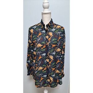 Small LA Soul All Over Dinosaurs Print Button Up Long Sleeve Shirt